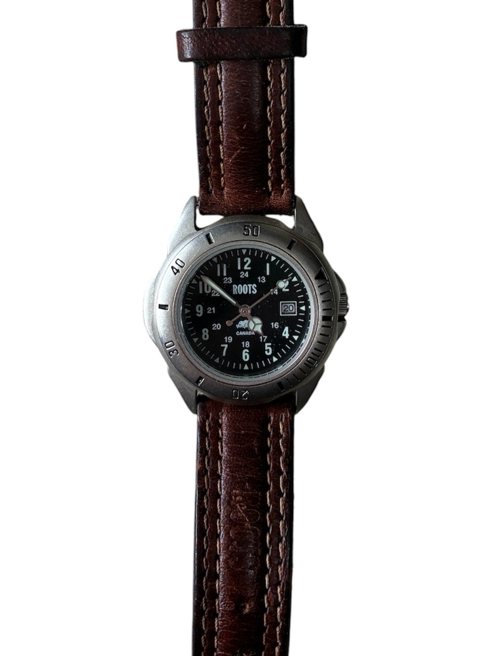Roots Unisex Banff Field Watch Stainless Steel Brown Leather Strap